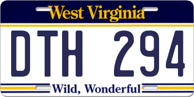 WV license plate DTH294