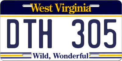 WV license plate DTH305