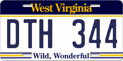 WV license plate DTH344