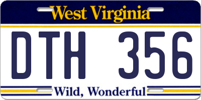 WV license plate DTH356