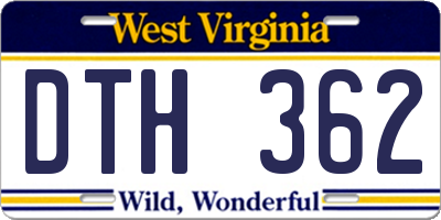 WV license plate DTH362