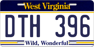 WV license plate DTH396