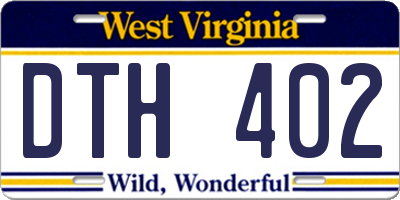 WV license plate DTH402