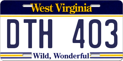 WV license plate DTH403