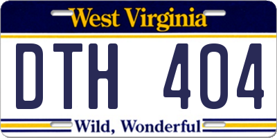 WV license plate DTH404