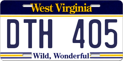 WV license plate DTH405