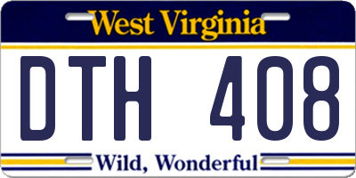 WV license plate DTH408