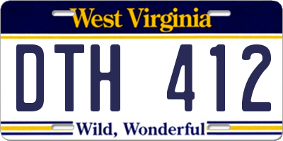 WV license plate DTH412