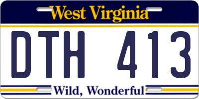 WV license plate DTH413