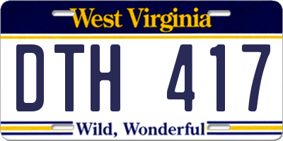 WV license plate DTH417