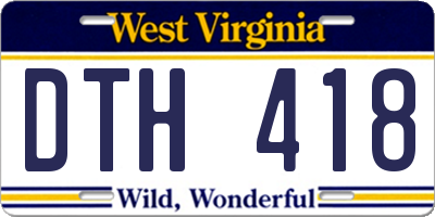 WV license plate DTH418