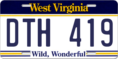 WV license plate DTH419