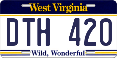 WV license plate DTH420