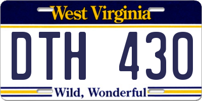 WV license plate DTH430