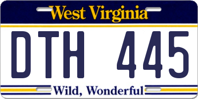 WV license plate DTH445