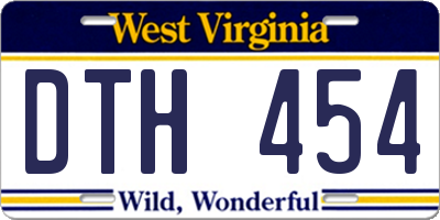 WV license plate DTH454