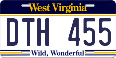 WV license plate DTH455