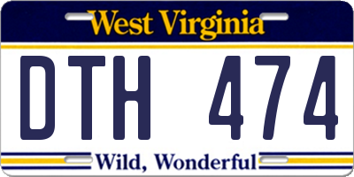WV license plate DTH474