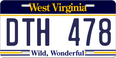 WV license plate DTH478