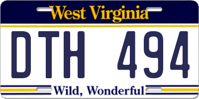 WV license plate DTH494