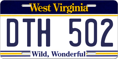 WV license plate DTH502