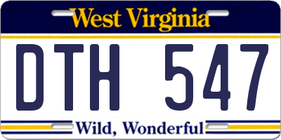 WV license plate DTH547