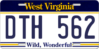 WV license plate DTH562