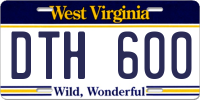 WV license plate DTH600
