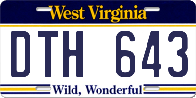 WV license plate DTH643