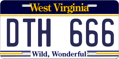 WV license plate DTH666