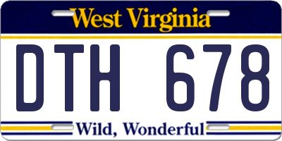 WV license plate DTH678