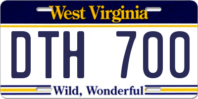WV license plate DTH700