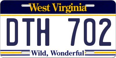 WV license plate DTH702
