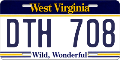 WV license plate DTH708