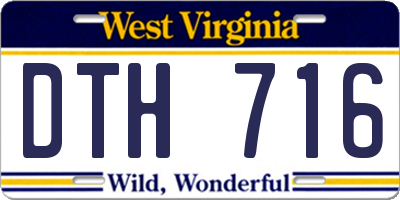 WV license plate DTH716