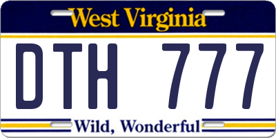 WV license plate DTH777