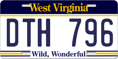 WV license plate DTH796