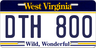 WV license plate DTH800