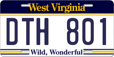 WV license plate DTH801