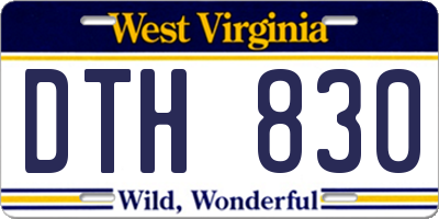 WV license plate DTH830