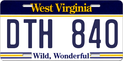 WV license plate DTH840