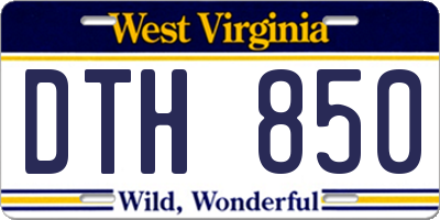 WV license plate DTH850