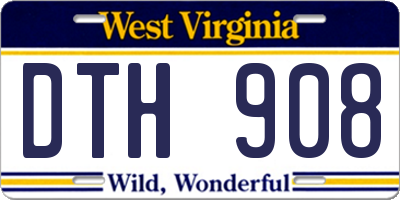 WV license plate DTH908