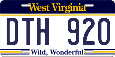 WV license plate DTH920