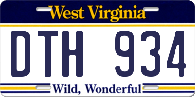 WV license plate DTH934