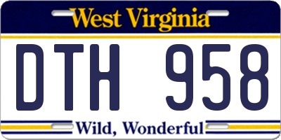 WV license plate DTH958