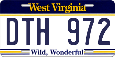 WV license plate DTH972