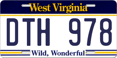 WV license plate DTH978