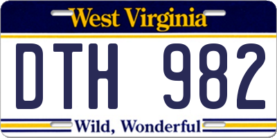 WV license plate DTH982