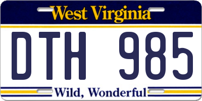 WV license plate DTH985